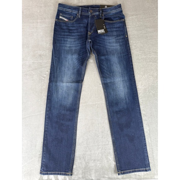 Diesel Safado Straight Jeans Mens 32x32 Dark Blue Stretch Button Fly $195 NWT